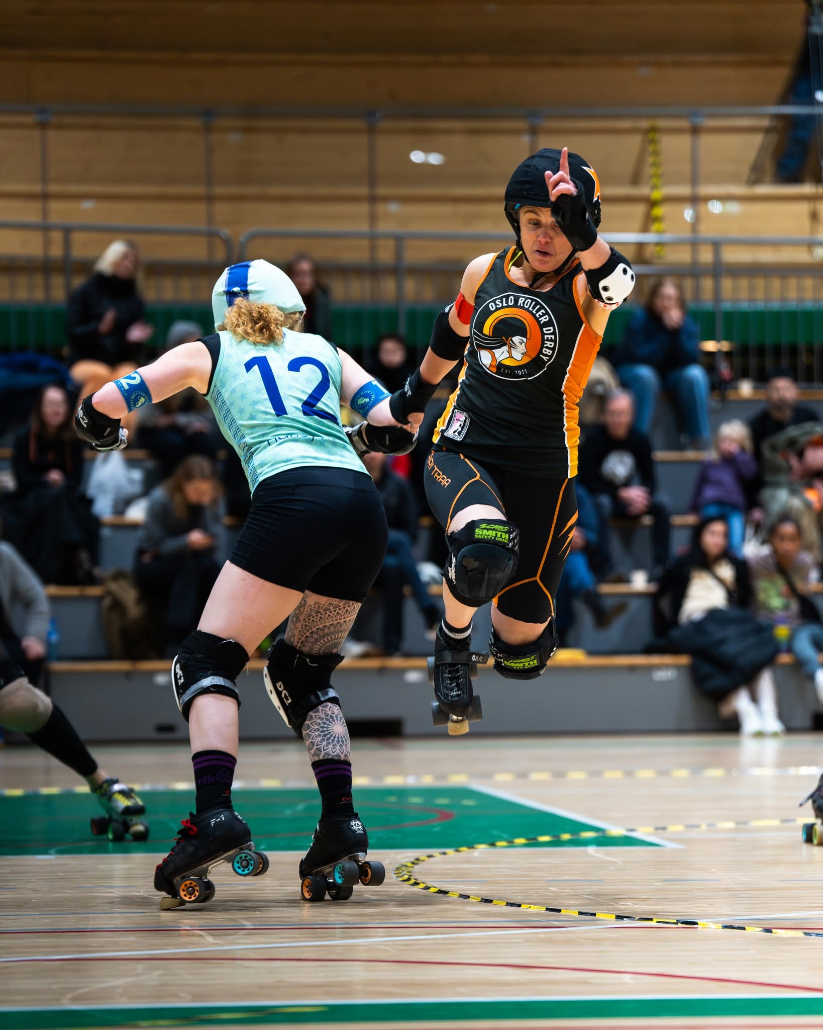 Roller derby players in action